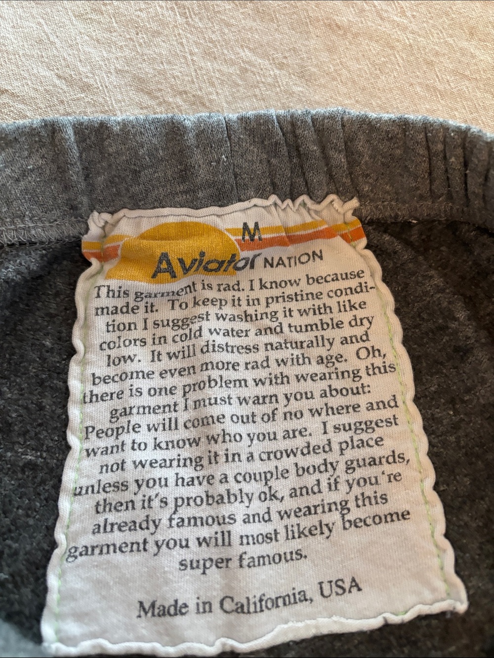 Aviator Nation Gray Joggers with Rainbow Chevron - Picture 5 of 7
